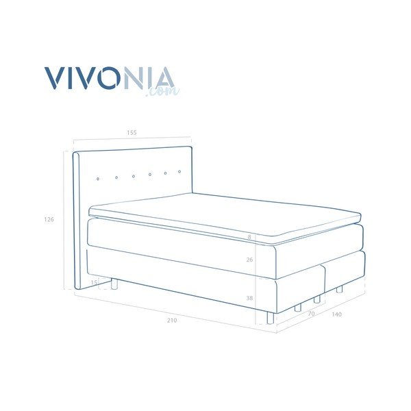 Pískově hnědá boxspring postel Vivonita Lando, 180 x 200 cm-image-3