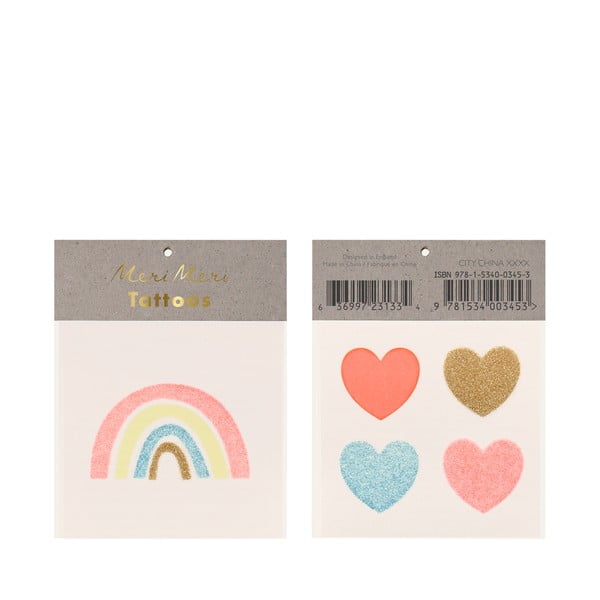 Laste tätoveeringud Rainbow & Hearts - Meri Meri