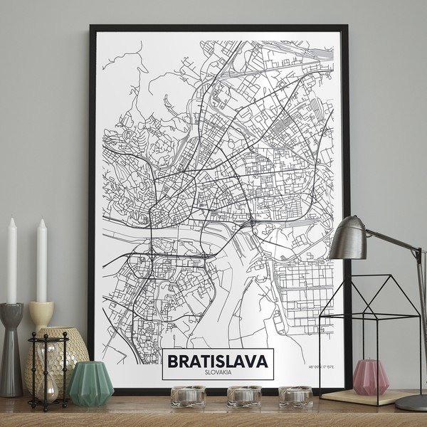 Seinaplakat raamis MAP/BRATISLAVA, 70 x 100 cm Map Bratislava - DecoKing-image-1