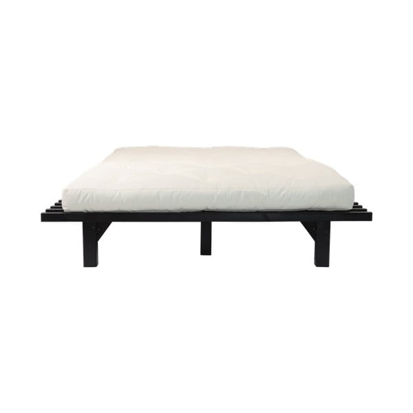 Dvoulůžková postel z borovicového dřeva s matrací Karup Design Blues Double Latex Black/Natural, 140 x 200 cm
