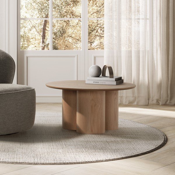 Ümmargune tammepuust kohvilaud, läbimõõduga 80 cm Lua - MOME-image-2