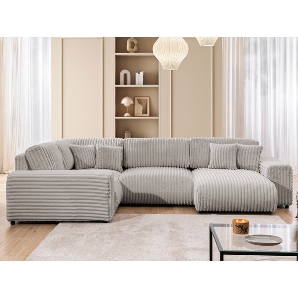 Helehall velvetist nurgadiivan (vasak nurk/U-kujuline) Justin - Ropez-image-1