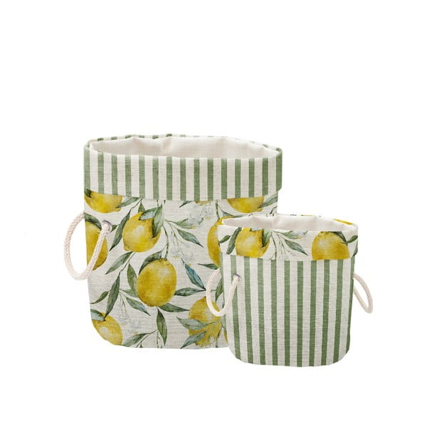 2 dekoratiivse korvi komplekt Lemons And Stripes Lemons and Stripes - Really Nice Things