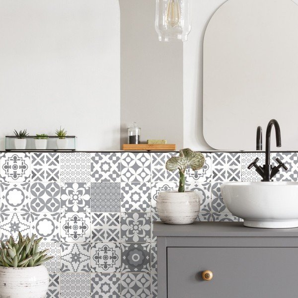 Sada 24 nástěnných samolepek Ambiance Wall Decal Tiles Azulejos Badgio, 10 x 10 cm-image-2