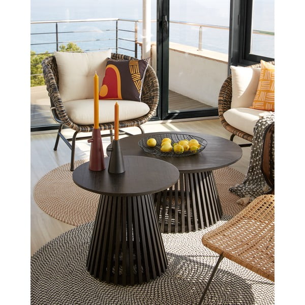 Must teakist kohvilaud , ⌀ 80 cm Irune - Kave Home-image-2