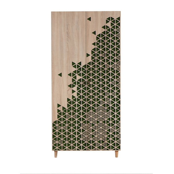 Dvoudveřová šatní skříň Stil Geometry Green, 90 x 192 cm