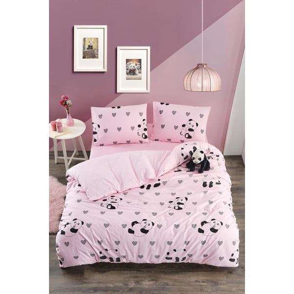 Roosa 3-osaline pikendatud voodipesukomplekt 160x220 cm Panda - Mila Home-image-1
