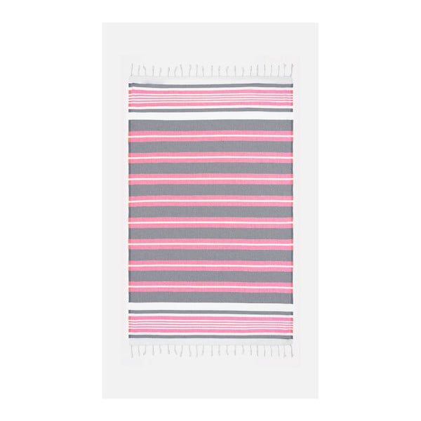 Roosa-hall rätik puuvillaseguga Line Pink Grey, 100 x 180 cm Cotton Collection - Kate Louise
