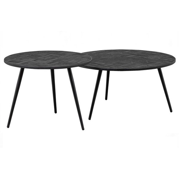 Mustast tiikpuust ümmargune diivanilaud ø 74 cm Leo - WOOOD-image-4