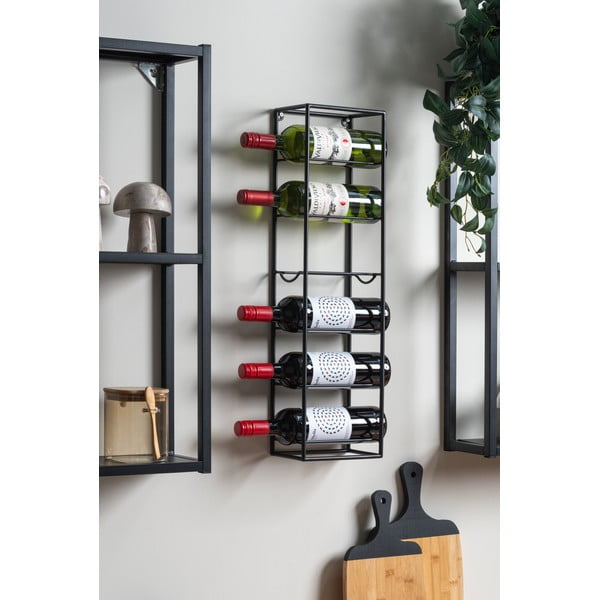 Must metallist seinale paigaldatav veiniriiul pudelite arv 6 Single - PT LIVING-image-1