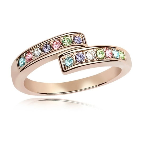 Prsten s krystaly Swarovski a růžovým zlatem Letticia, velikost 52