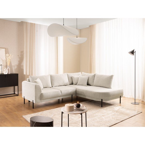 Beež šenillist nurgadiivan (parempoolne/L-kujuline) Mauris - Ropez-image-1