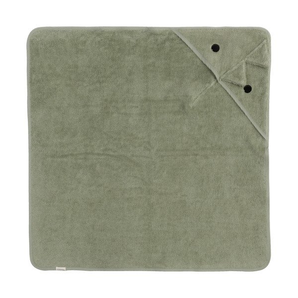 Roheline puuvillane beebirätik koos kapuutsiga 75x75 cm Dinosaur - Kindsgut-image-2