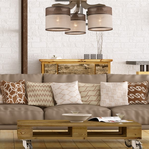 Tumepruun laevalgusti tekstiilist varjuga ø 16 cm Andrea - LAMKUR-image-3