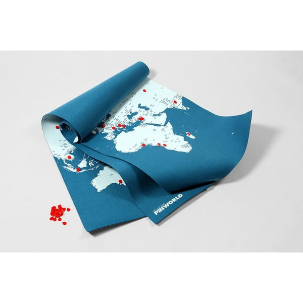 Modrá nástěnná mapa světa Palomar Pin World XL, 198 x 124 cm-image-2