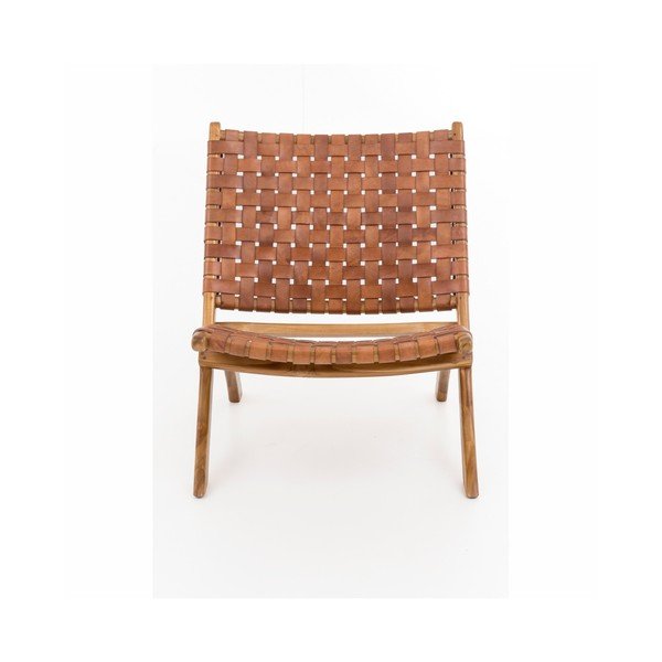 Kokkupandav tugitool teakpuust ja lehmanahast Ruth - WOOX LIVING-image-1