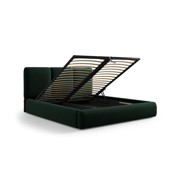 Tumeroheline polsterdatud sametist kaheinimesevoodi koos voodipõhja ja panipaigaga 200x200 cm. Brody - Mazzini Beds-image-3