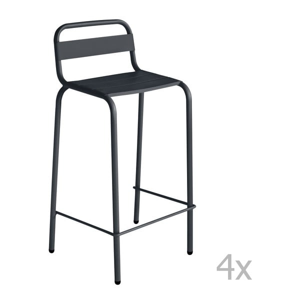 Sada 4 tmavě šedých barových židlí Isimar Barcelonita