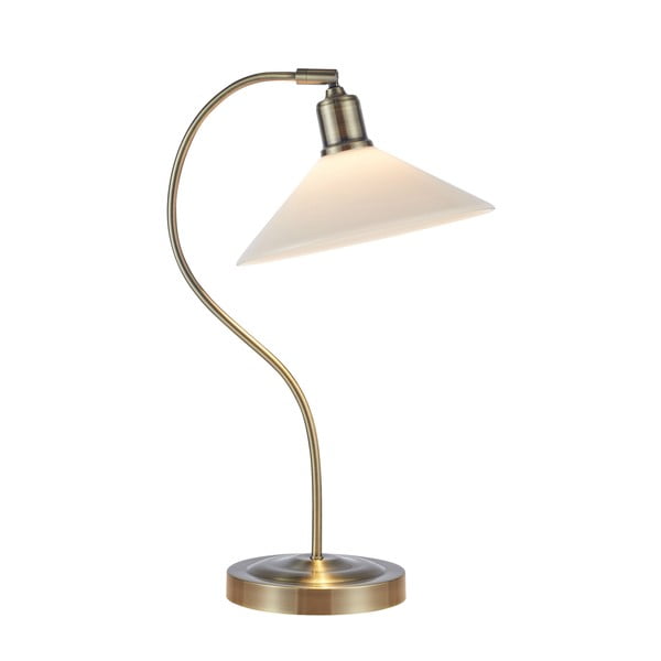 Valge-messingivärvi lauavalgusti klaasist varjuga (kõrgus 49 cm) Vela - Markslöjd