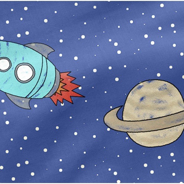 Sinine elastne puuvillane lina, 90 x 200 cm Space Rocket - Mr. Fox-image-1