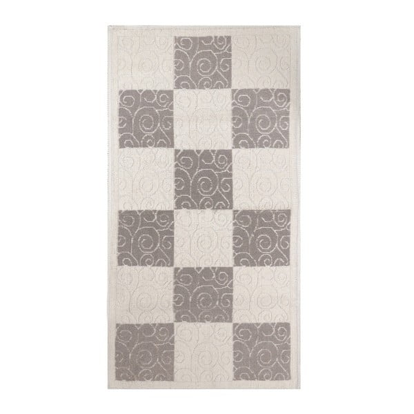 Béžovo-šedý koberec s příměsí bavlny Patchwork Coffee, 60 x 90 cm