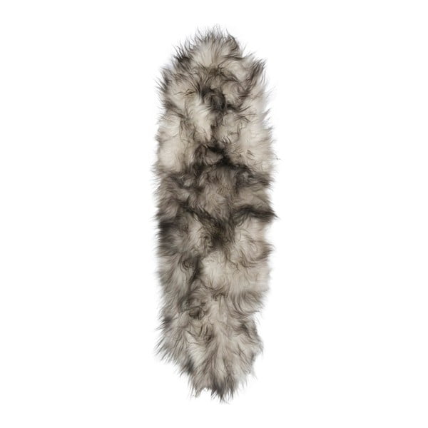 Šedo-bílý kožešinový koberec s krátkým chlupem Arctic Fur Dara, 165 x 55 cm