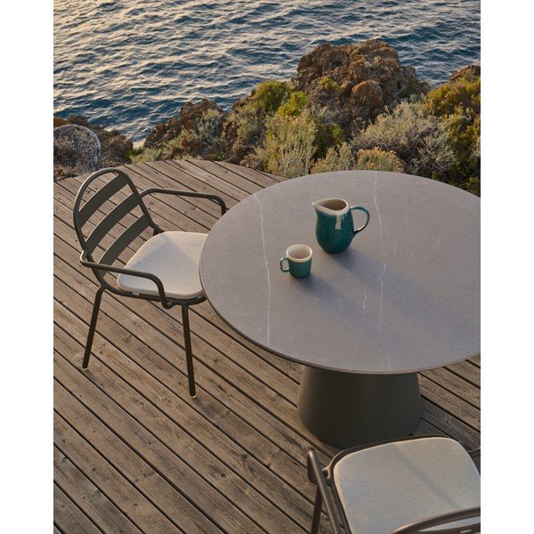 Ümmargune aia söögilaud keraamilise pealispinnaga ø 120 cm Tudons - Kave Home-image-1