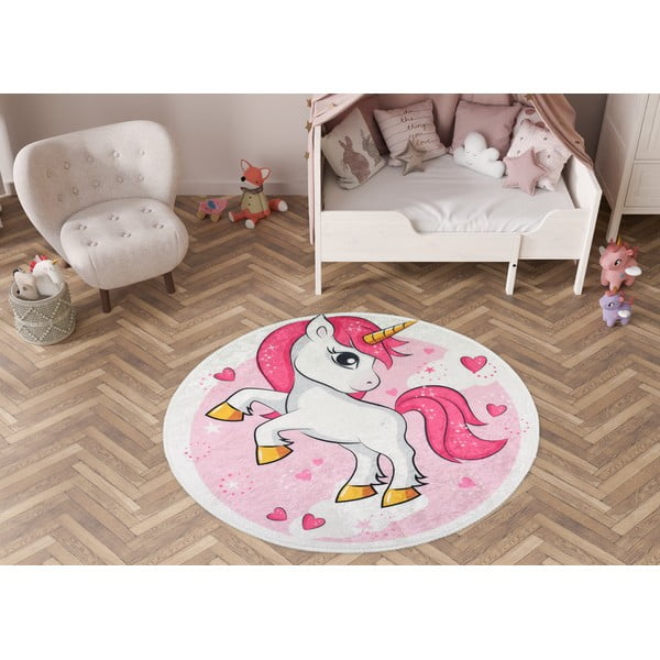 Roosa pestav laste vaip ø100 cm Pink Unicorn - Vitaus-image-1