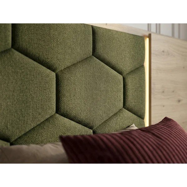 Tumeroheline polsterdatud/puitlaastplaadist kaheinimesevoodi panipaigaga ja liistudest raamiga 160x200 cm Palmeraie - Bobochic Paris-image-2