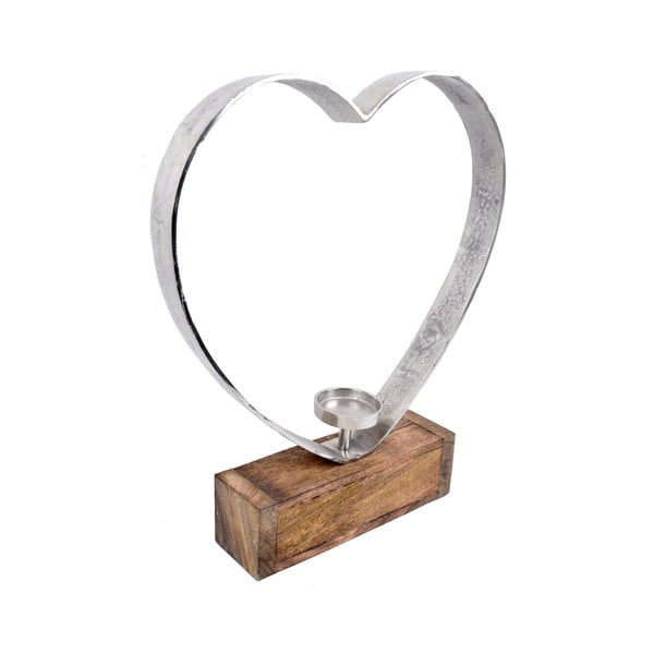 Dekorativní svícen ve tvaru srdce s dřevěným podstavcem Ego dekor, výška 59 cm