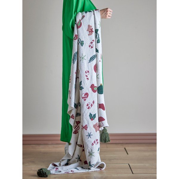 Valge jõulumotiiviga pleed 130x160 cm Yule - Bloomingville-image-1