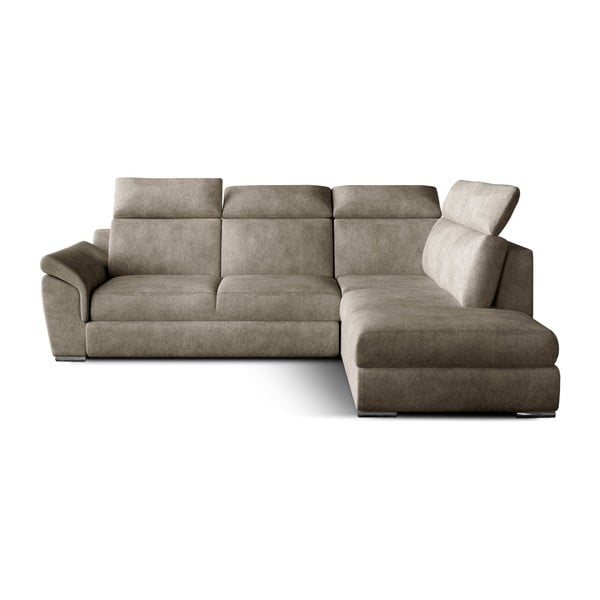 Beež sametist lahtikäiv/sahtliga nurgadiivan (parem nurk/L-kujuline) Loreto – ELTAP