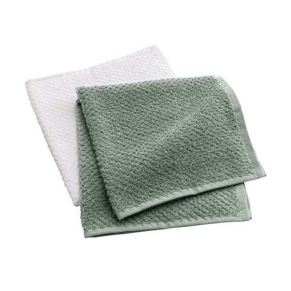 Valged/rohelised froteerätikud komplektis 2 tk 50x50 cm Gourmet - douceur d'intérieur
