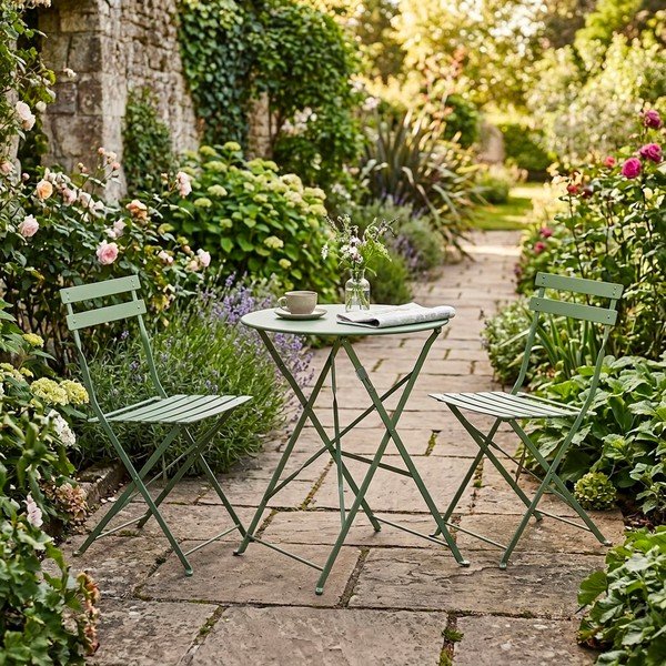 Salveirohelise terasest aia söögimööbli komplekt kahele Austin - Bizzotto-image-1