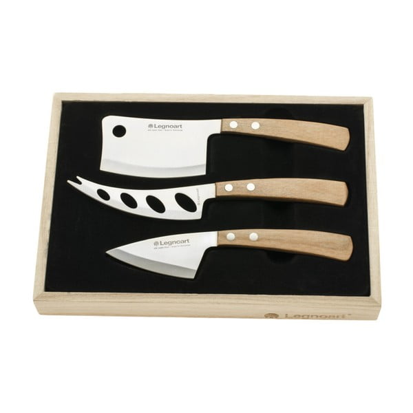 Sada 3 nožů na sýry v dárkovém balení Legnoart Latte Wood