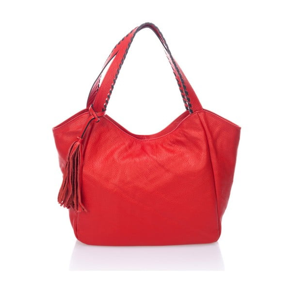 Červená kožená kabelka Giulia Massari Lora