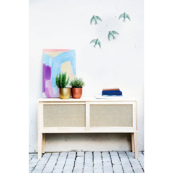 Komplekt 2 käsitsi valmistatud helesinist portselanist seinakaunistust Golondrinas - Velvet Atelier-image-1