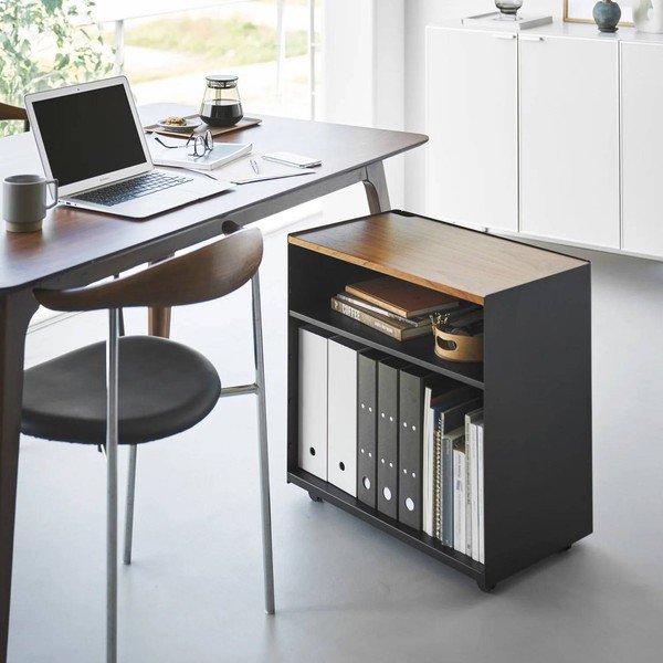Must metallist mobiilne riiul 60x59x35 cm Tower - YAMAZAKI-image-3