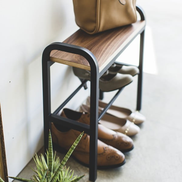 Must-puiduvärvi metallist kingariiul Tower - YAMAZAKI-image-3