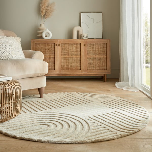 Beež villane ümmargune vaip ø 160 cm Zen Garden - Flair Rugs-image-1