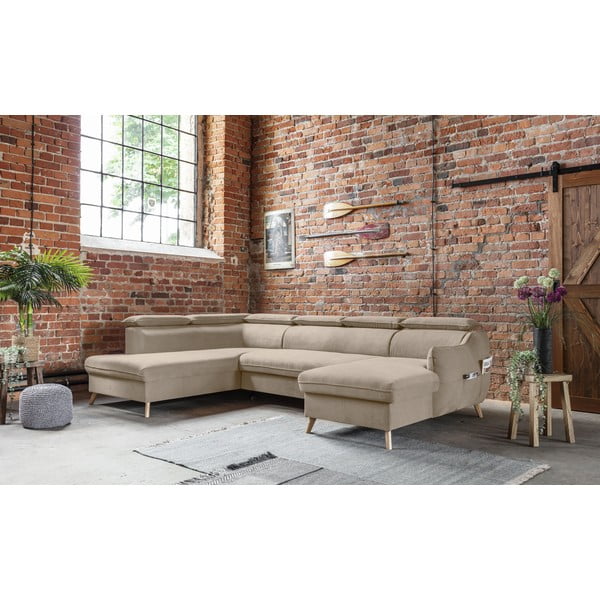 Beež sametist U-kujuline nurgadiivan (vasak nurk) Sweet Harmony - Miuform-image-4