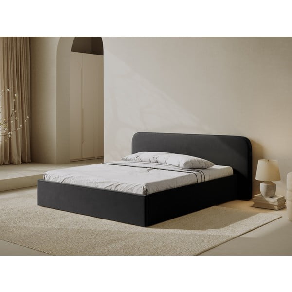 Must polsterdatud kaheinimesevoodi koos panipaiga ja voodipõhjaga 160x200 cm Elizabeth - Micadoni-image-2