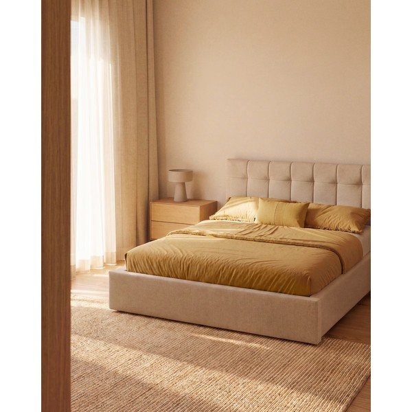Hallikasbeež lauavalgusti tekstiilist varjuga (kõrgus 35 cm) Algaida - Kave Home-image-2