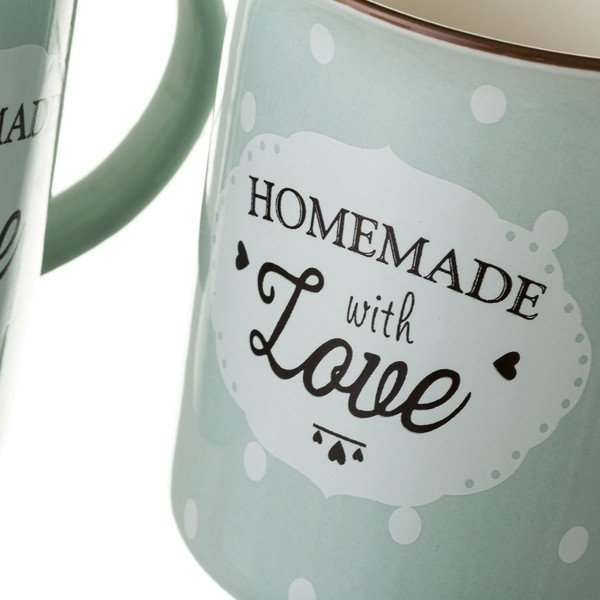 Zeleno-šedý hrneček z kostního porcelánu Unimasa Homemade, 320 ml-image-2