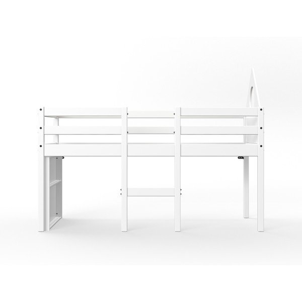 Bílá vyvýšená domečková postel z borovicového dřeva Flexa White, 70 x 160 cm-image-1