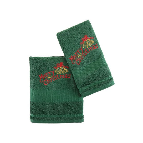 Vánoční set zeleného ručníku a osušky Xmas