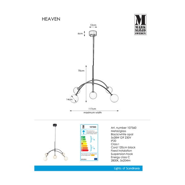 Must rippvalgusti , ø 117 cm Heaven - Markslöjd-image-2