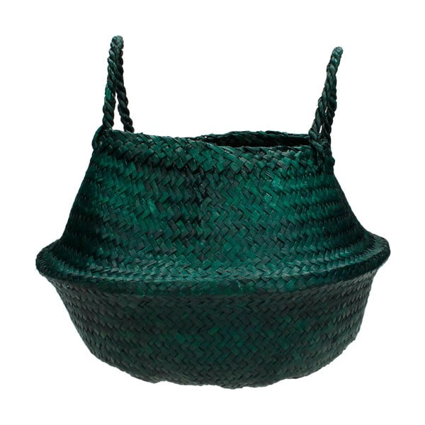 Tmavě zelený ručně pletený koš z mořské trávy HF Living, ⌀ 35 cm