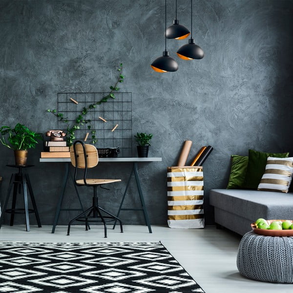 Must rippvalgusti metallist varjuga ø 50 cm Sivani - Opviq lights-image-1