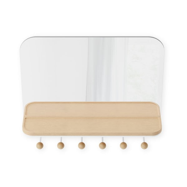 Valge naturaalsest pöögipuidust seinakinnitus riiuliga Estique - Umbra-image-4